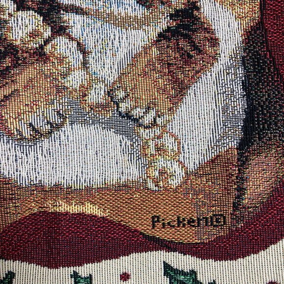 Whimsical Cozy Cats Christmas Tapestry Table Runner Kittens 13x73 Made In USA - Picture 9 of 11